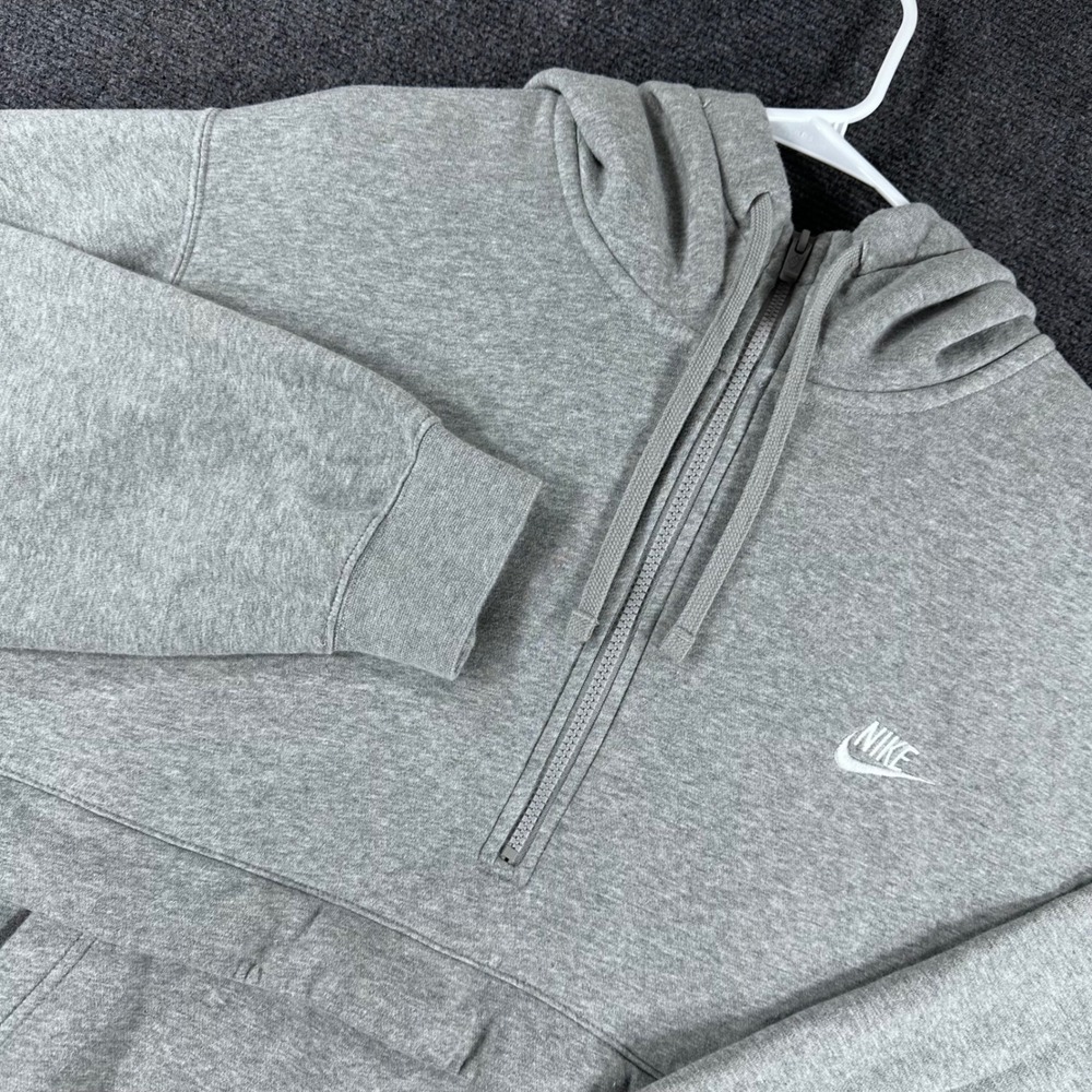 Nike Hoodie Mens XXL 2XL Grey Sportswear Club Fleece Quarter Zip Pullover